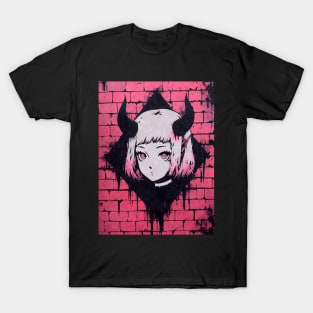 Kawaii Aesthetic Pink Satanic Anime Goth Girl Graffiti Art Style T-Shirt